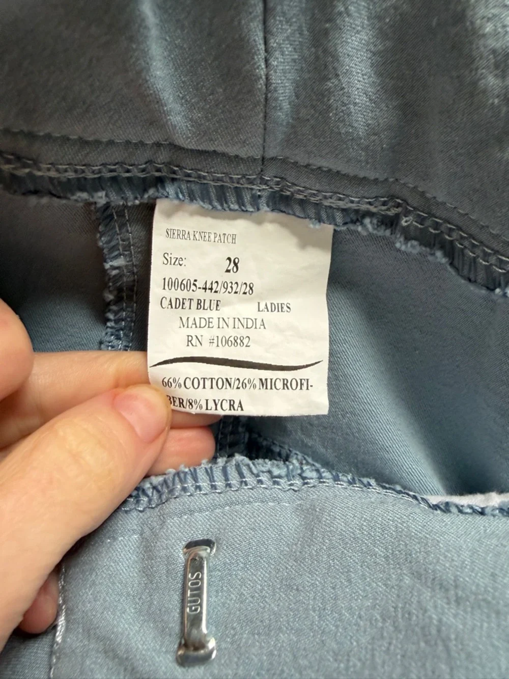 Tuff Rider Light Blue Riding Breeches - Picture 3 of 4